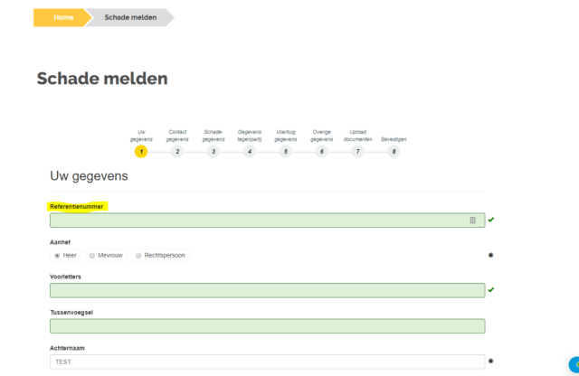 eigen schadenummer